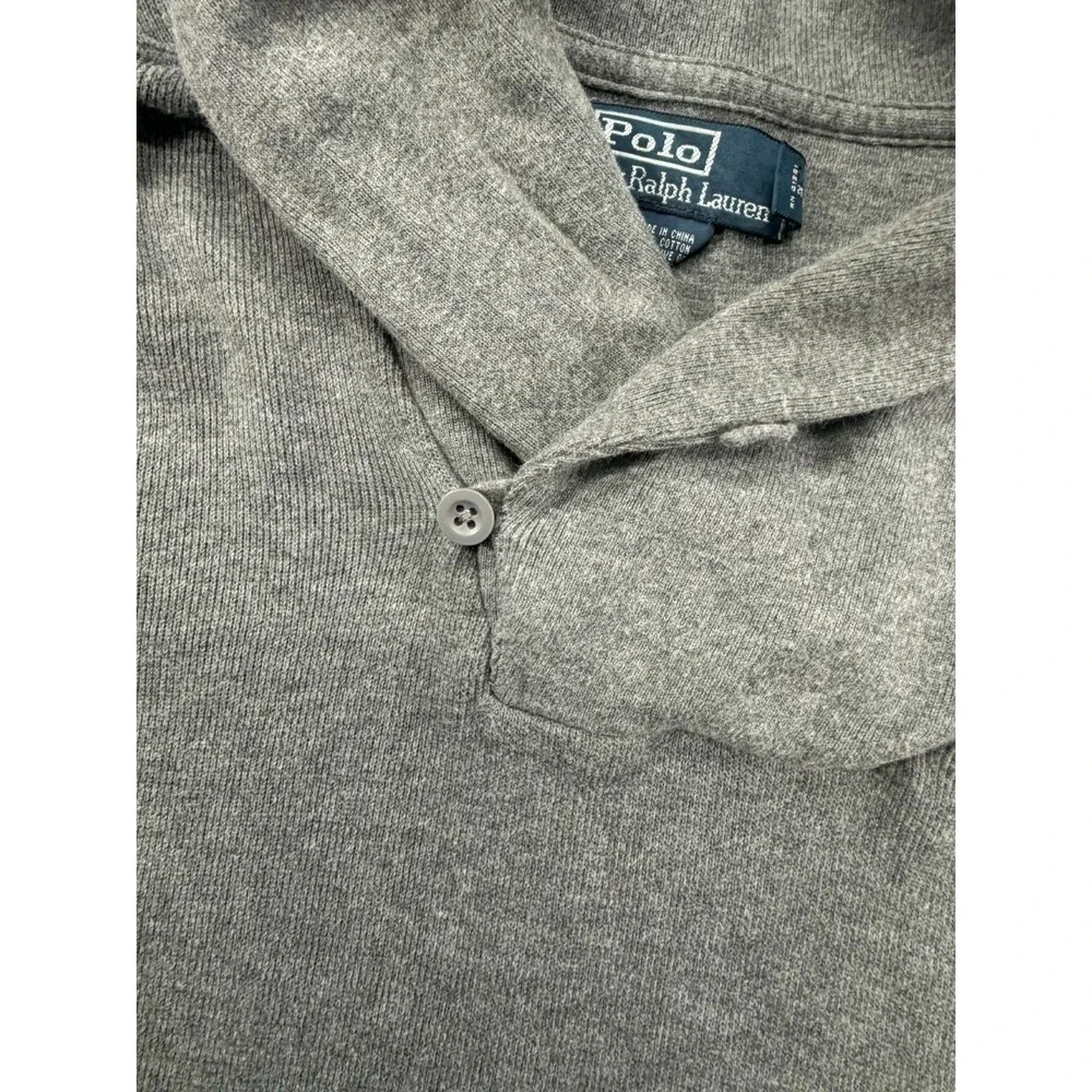 Polo Ralph Lauren‎ Shawl Collar Knit Sweater Pullover Size XXL 2XL Cotton Gray